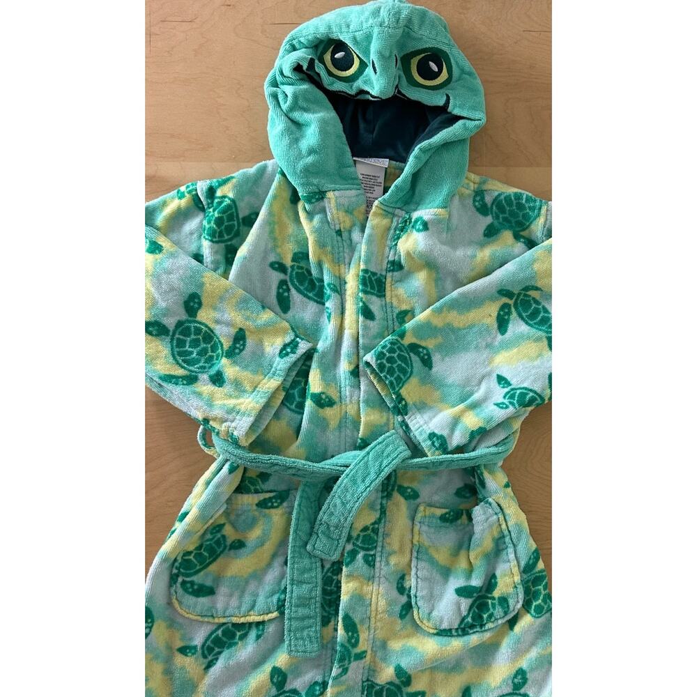 Saint Eve Swim Small 7/8 Green Turtle Print Bathrobe Robe Swim Cover Up - Picture 3 of 9